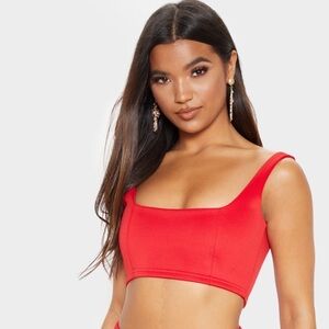 NWOT 
PLT
Red Square Neck Zip Back Crop Top
